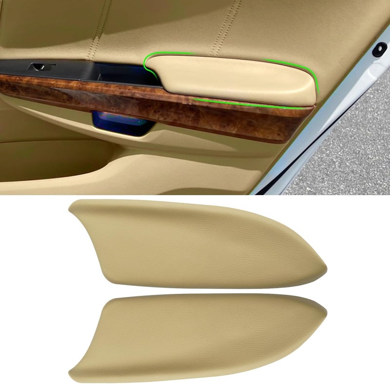 APESER Compatible with Honda Accord Rear Door Panels Armrest Lid 2008-2012,2 Pcs PU Leather Door Panel Armrest Cover for Accord EX/EX-L/LX/LX-P/SE Rear Left Right Side(Beige)(NOT Fit for Coupe Model) - Image 1